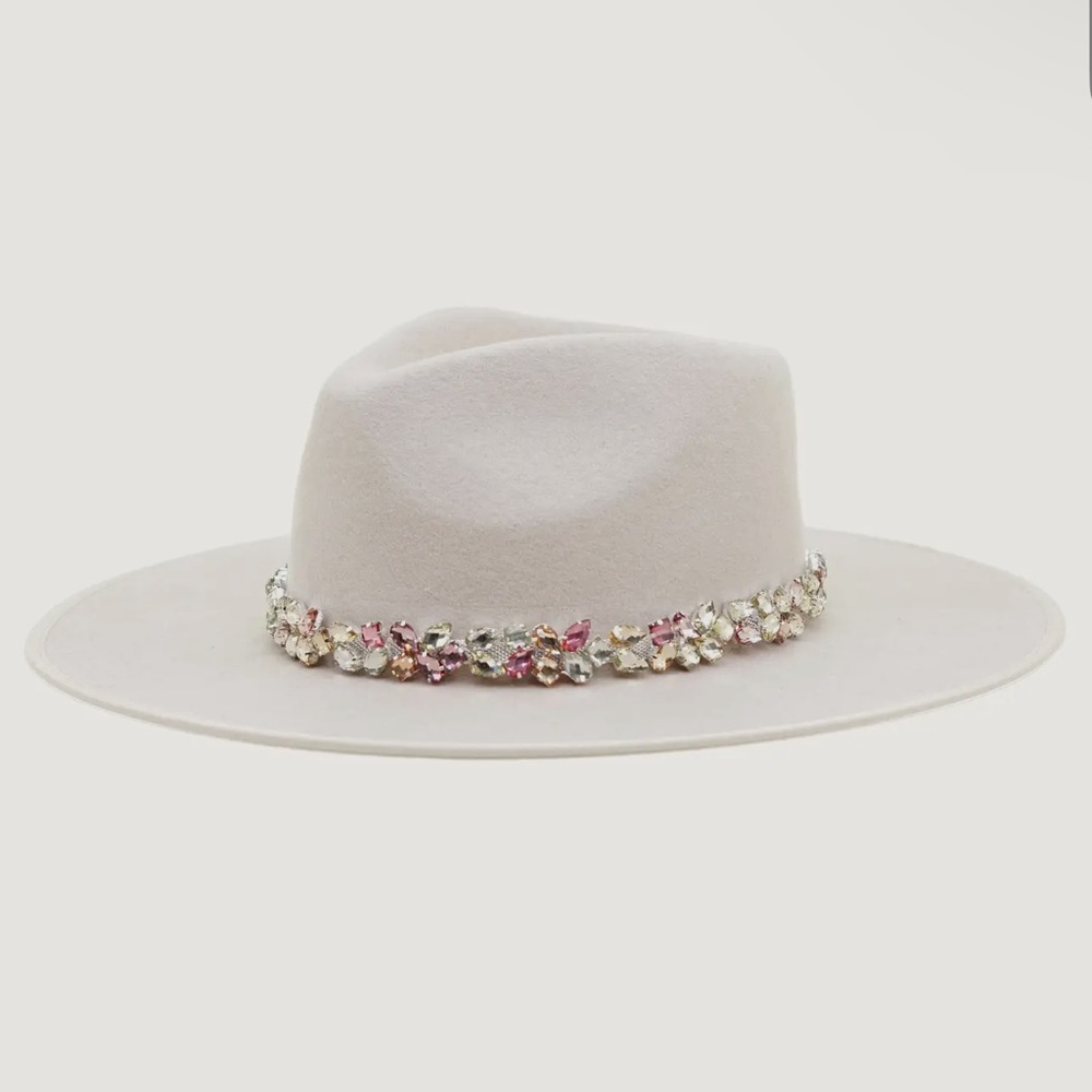 Olive & Pique Bejeweled Glitz 100% Wool Felt Rancher Hat